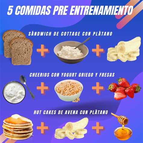 Tabla con ejemplos de alimentos pre-entreno según el tiempo disponible antes del ejercicio