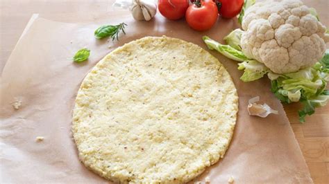 Esquema de preparación de base de pizza de coliflor