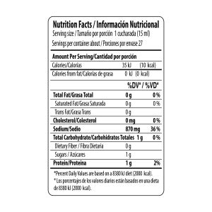 Tabla nutricional comparativa de las dos recetas de salsa de durazno