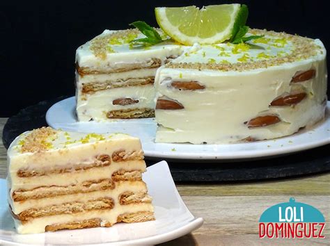 Tarta de limón con galletas María sin horno, con capas visibles