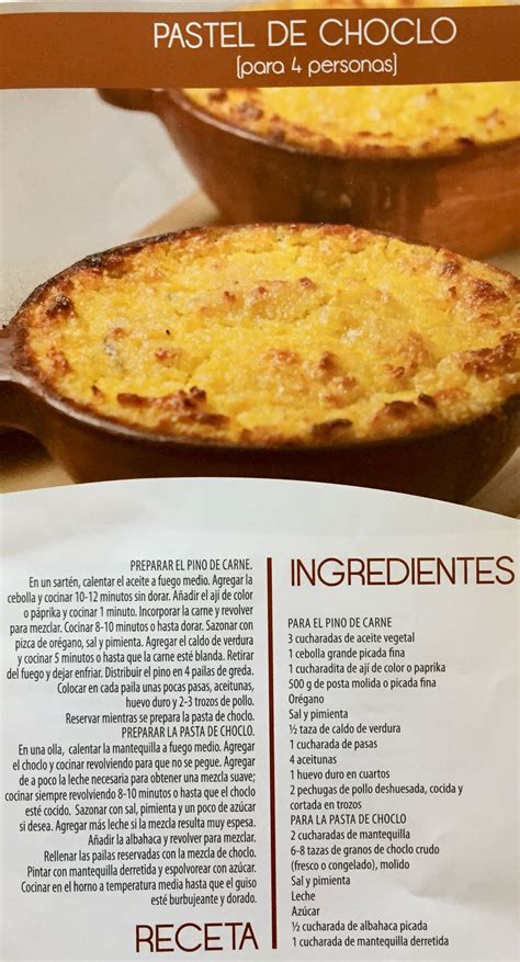 infografía con los ingredientes principales del pastel de choclo