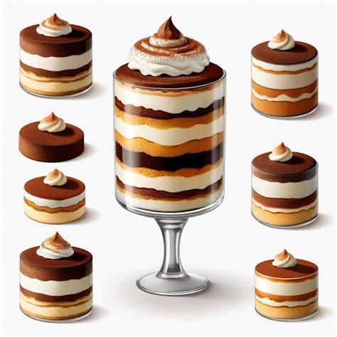 Proceso de boceto de un postre con diferentes ángulos de referencia.