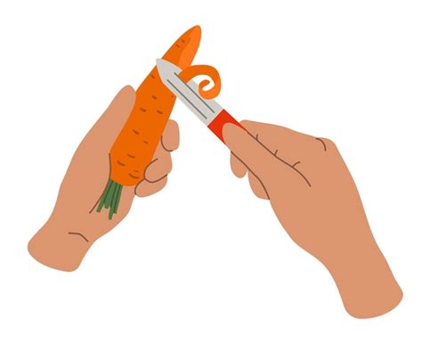 ilustración de niños pelando zanahorias con un pelador infantil