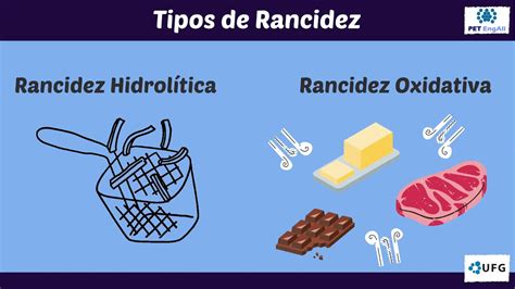 Infografía comparando la rancidez hidrolítica y oxidativa con sus productos finales