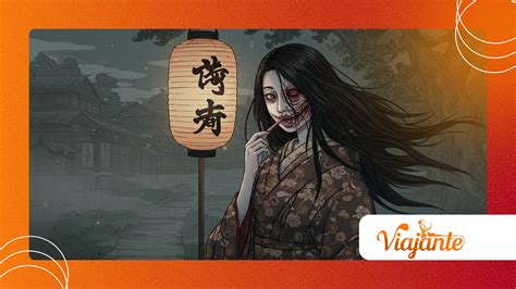 Ilustración de Kuchisake-Onna con su característica boca cortada.