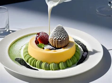 Ejemplos de postres decorados con espumas de sifón