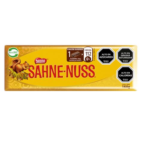 Foto de una barra de chocolate Nestlé Sahne Nuss de 250g con almendras