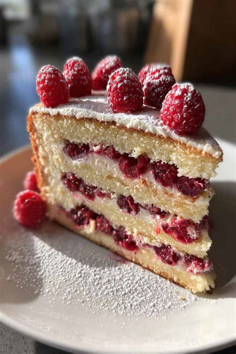 Torta de yogur y frambuesa, lista para servir