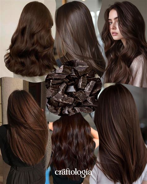 Muestra de cabello castaño chocolate en diferentes tonalidades