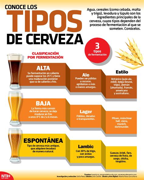 Esquema de los ingredientes básicos de la cerveza y aditivos comunes