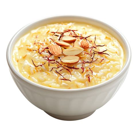Kheer de arroz tradicional indio con azafrán y cardamomo