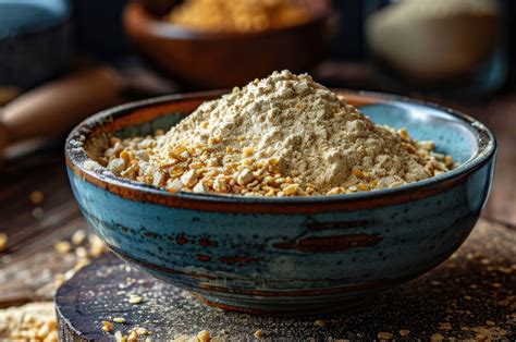 Variedad de platos veganos con levadura nutricional espolvoreada