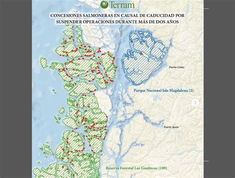 Mapa esquemático de las concesiones de Salmones Yadran y su distribución logística en la zona de canales