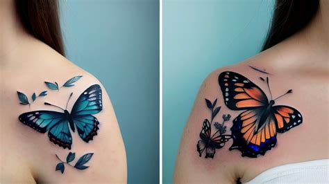 Tatuaje de una mariposa desplegando sus alas.