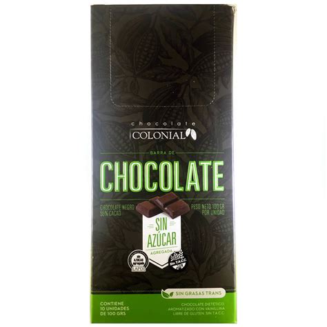 foto de la tableta de Chocolate Negro 55% Sin Azúcar Chocolate Colonial