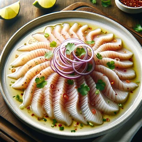 Esquema visual mostrando la diferencia de corte entre un ceviche (cubos) y un tiradito (láminas finas estilo carpaccio).