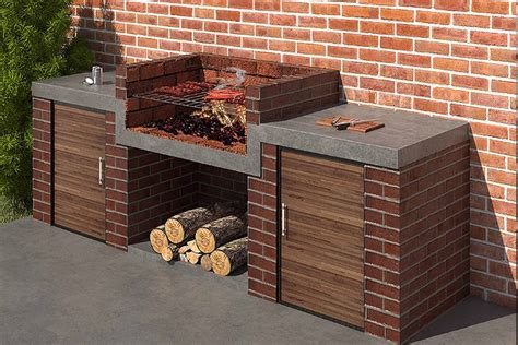 Esquema técnico de las partes esenciales de un asador: base, ladrillos refractarios, campana y tiraje.