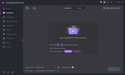 Interfaz de Wondershare UniConverter mostrando el proceso de añadir y convertir archivos MKV