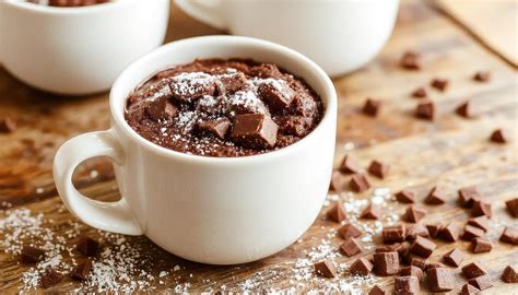 mug cake de chocolate en una taza decorado