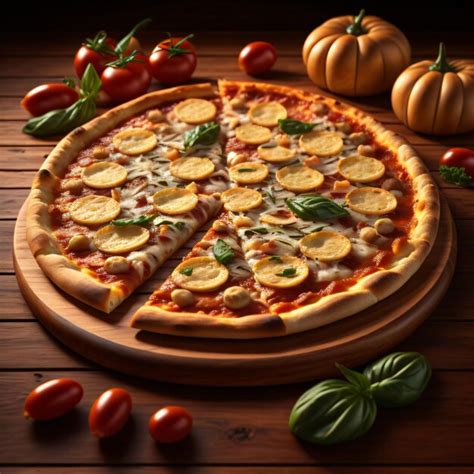 Foto de una pizza recién horneada con base de arroz y toppings variados