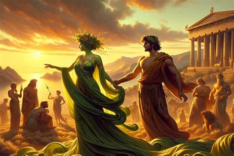 Eris arrojando la manzana dorada en las bodas de Peleo y Tetis