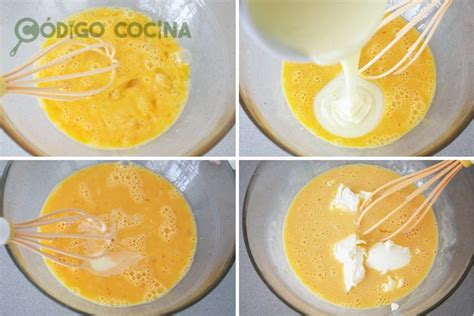Mezcla de leche condensada, huevos y nueces siendo vertida sobre la base de masa horneada.