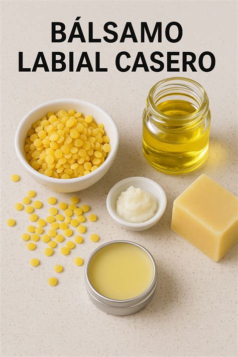 Infografía con pasos visuales para la elaboración de bálsamo labial casero.