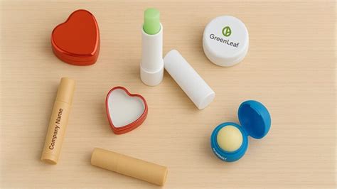 Variedad de envases para bálsamos labiales: tubos, tarros, y opciones ecológicas.