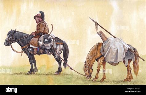 ilustración de jinetes mongoles