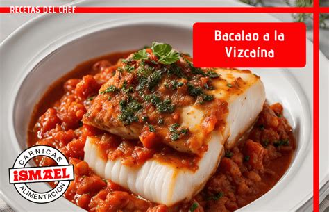 Esquema de los ingredientes principales del bacalao a la napolitana: bacalao, alcaparras, aceitunas negras y tomate.