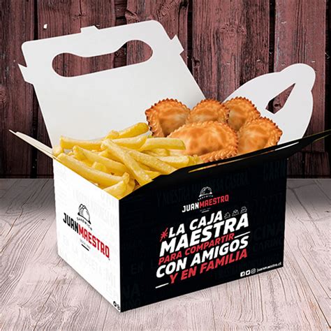 Imagen de una caja de papas fritas y empanadas