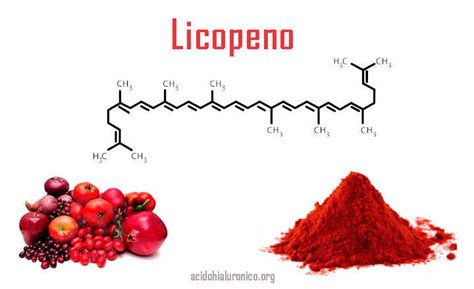 Esquema molecular del licopeno y sus propiedades antioxidantes