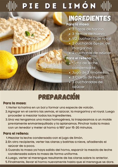 Infografía con los pasos generales para hacer un pie de limón sin horno