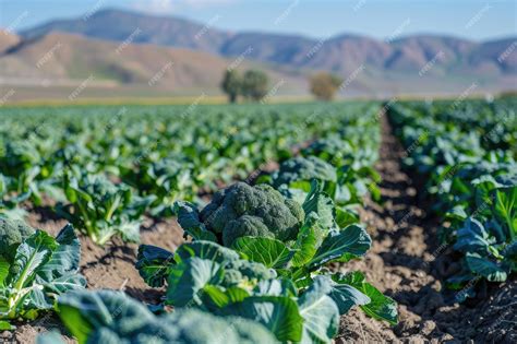 Campo de cultivo de coliflores listos para la cosecha.