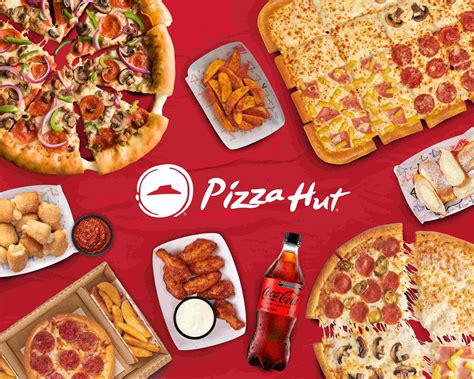 Foto de una variedad de pizzas, lasaña, ensaladas y postres de Pizza Hut