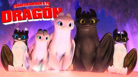 Toothless, Furia Luminosa y sus crías de dragón