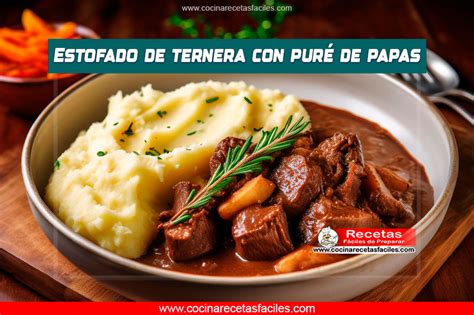 Plato de carne estofada con puré decorado
