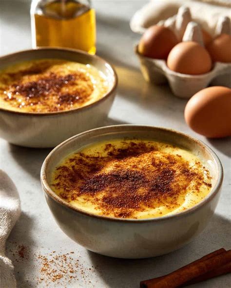 Fotografía de natillas caseras en cuencos individuales