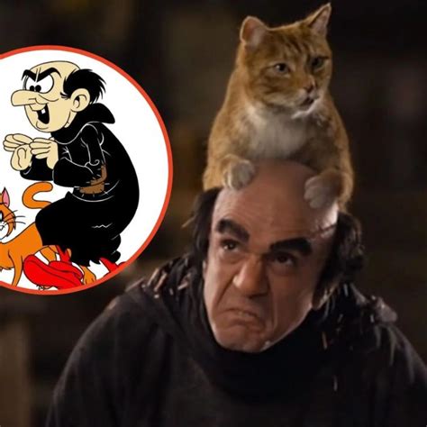 Ilustración de Gargamel y Azrael intentando atrapar Pitufos