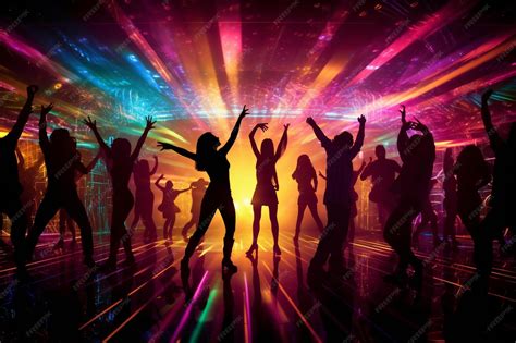 Una multitud bailando en una discoteca con luces vibrantes, enfatizando la energía de la noche.