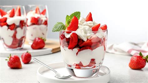 Pancake rosado esponjoso decorado con frutillas frescas y un toque de crema batida.