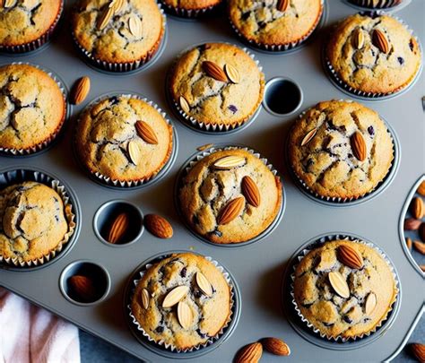 Foto de muffins de granada y chocolate recién horneados.