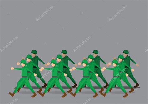 Ilustración de soldados marchando en formación, representando la idea de 