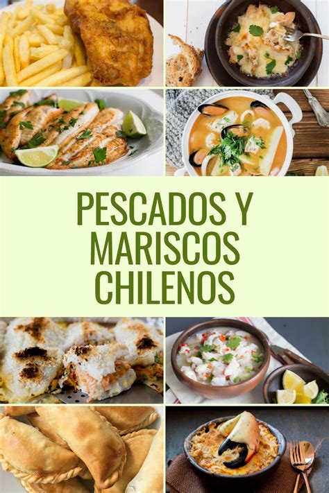 Infografía de la diversidad de mariscos y pescados chilenos.