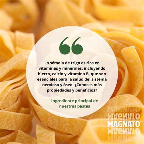 infografía sobre los beneficios nutricionales de la sémola de trigo duro: carbohidratos, proteínas, fibra y vitaminas B