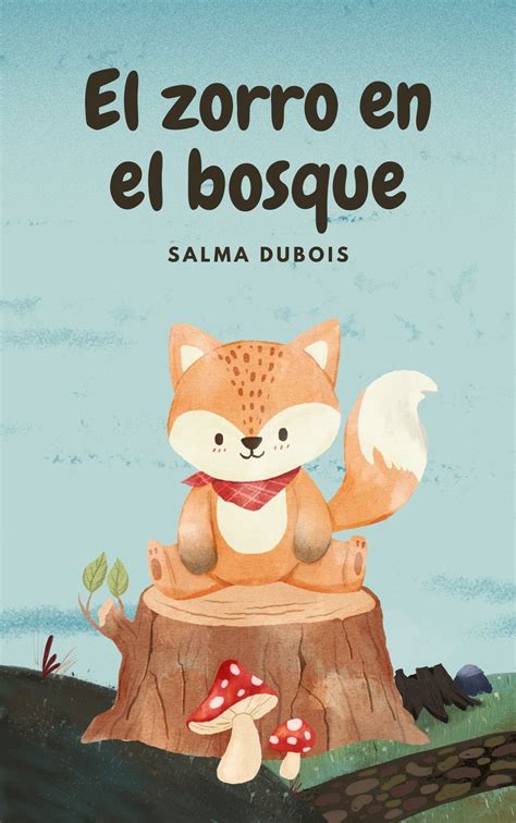 Diseño de página de libro infantil con texto escaso y pequeñas ilustraciones en tonos azules y ocres