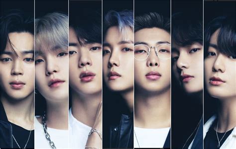 Collage de los miembros de BTS luciendo atuendos y cabellos en tonos pastel en sus sesiones de fotos más icónicas.