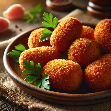 Plato de croquetas de carne caseras, doradas y crujientes