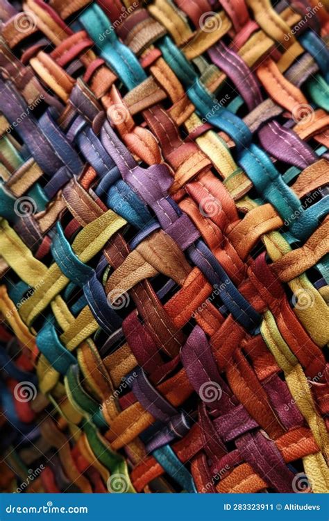 Fotografía detallada de la textura de una corbata tejida (knit) de punta cuadrada en tonos otoñales.