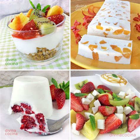 Composición de postres fríos con fruta fresca